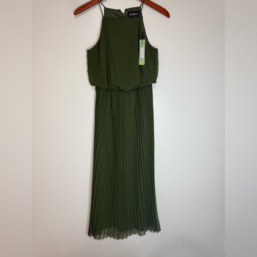 Sam Edelman NWT  Olive Green Pleated Halter Maxi Dress in size 0